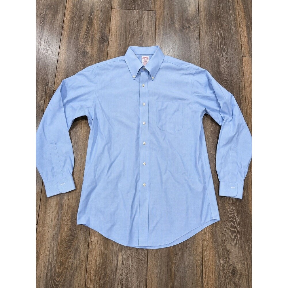 Brooks Brothers Madison Mens 16-36 Blue Check Non-Iron Supima Dress Shirt